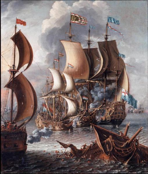 A Sea Fight With Barbary Corsairs by A Castro Lorenzo