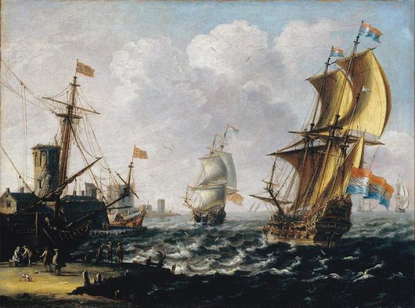 Dutch Levanters In A Rough Sea by A Castro Lorenzo