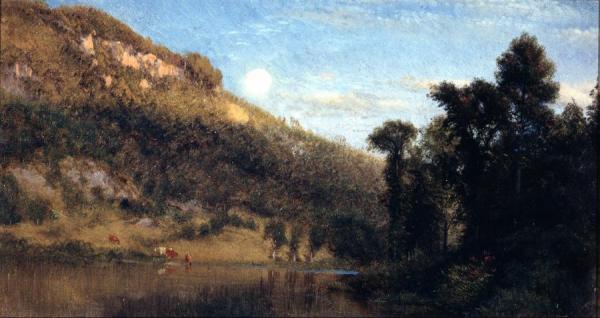 Berkshire Foothills, Full Moon Over Meadowbrook by Aaron Draper Shattuck