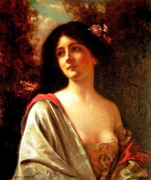 Girl With Chrysanthemum In Hair by Abbey Altson