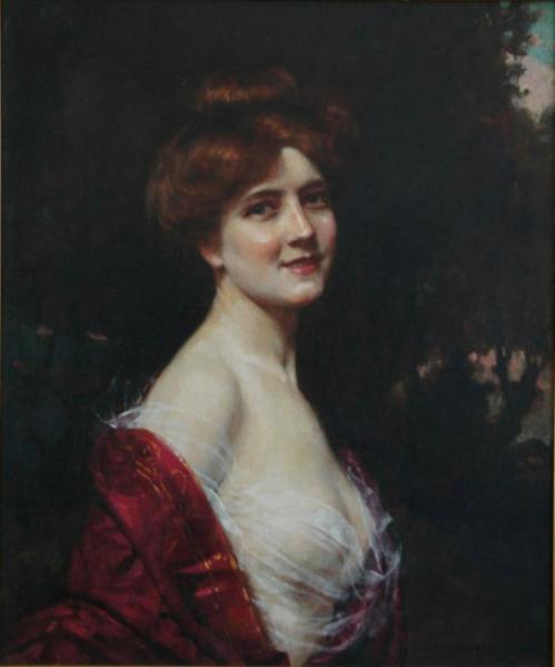 Portrait Of A Young Woman In Red Gown by Abbey Altson Oil Painting Reproductions