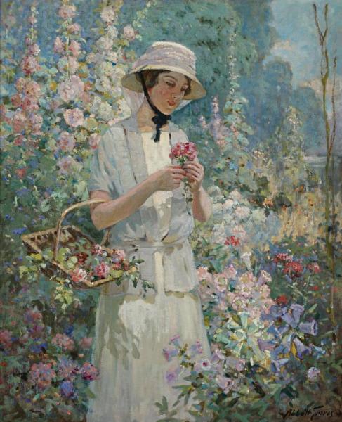 Woman With Flower Basket by Abbott Fuller Graves