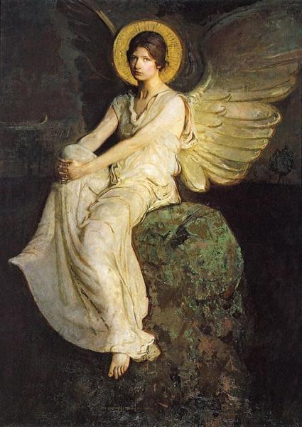 Abbott Handerson Thayer Winged Figure Seated Upon A Rock