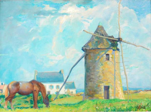 The Windmill And Horse, Finisterre by Abel George Warshawsky