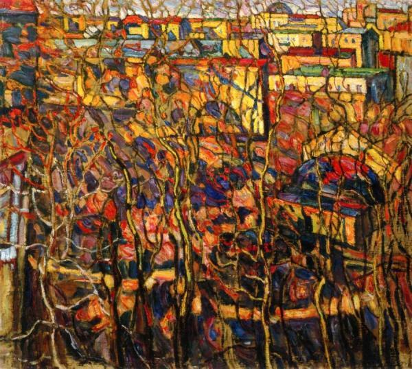 A Town Through The Branches by Abraham A. Manievich