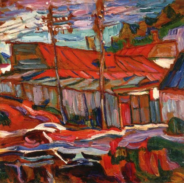 Red Roofs, Russia by Abraham A. Manievich Oil Painting Reproductions