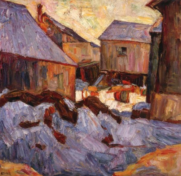Shtetl, Snow by Abraham A. Manievich
