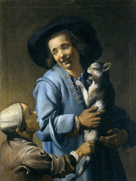 Youths Playing With The Cat by Abraham Bloemaert
