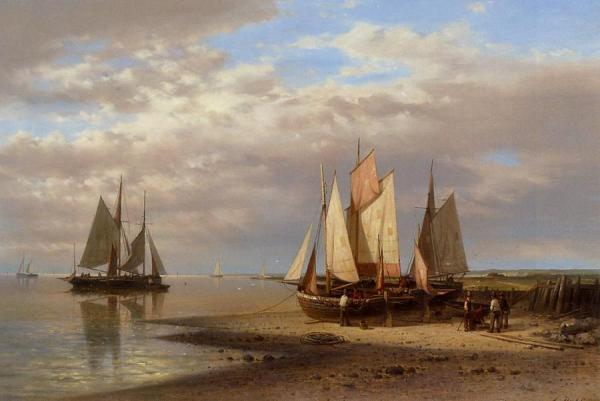 Preparing For The Day's Fishing by Abraham Hulk Oil Painting Reproductions