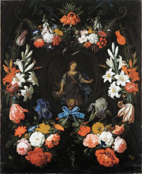 Garland Of Flowers by Abraham Mignon