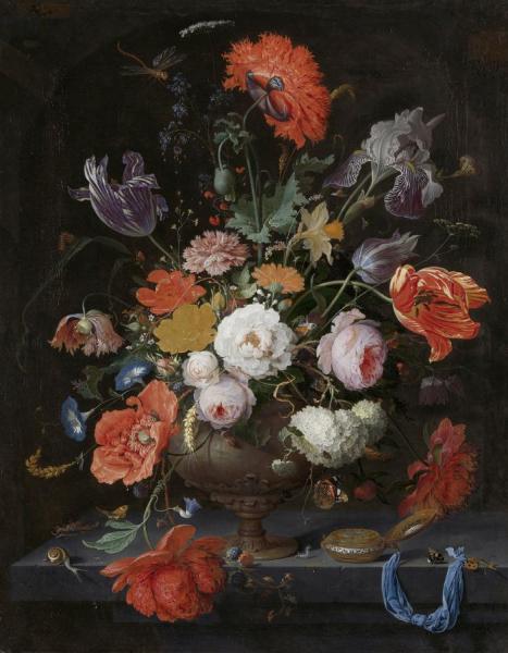 Still Life With Flowers And A Watch by Abraham Mignon