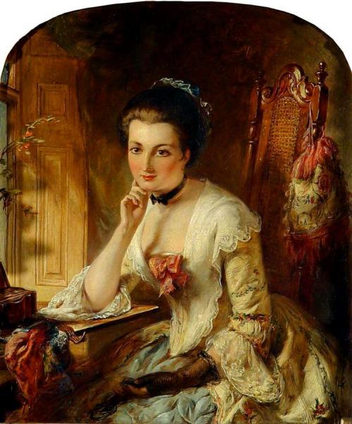Portrait Of A Lady With A Letter by Abraham Solomon