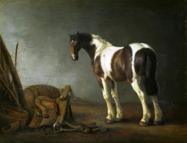 A Horse With A Saddle Beside It by Abraham Van Calraet Oil Painting Reproductions