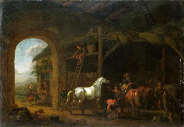 The Interior Of A Stable by Abraham Van Calraet