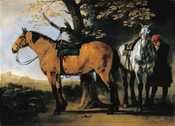 Two Horses by Abraham Van Calraet