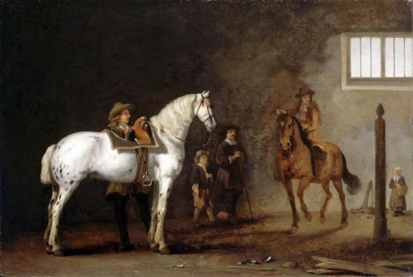 White Horse In A Riding School by Abraham Van Calraet