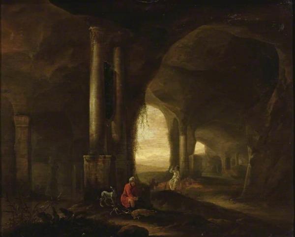 Grotto With Figures by Abraham Van Cuylenborch