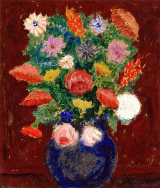 Abraham Walkowitz Blue Vase With Flowers