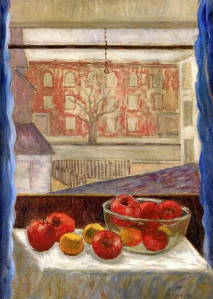 Window With Still Life by Abraham Walkowitz Oil Painting Reproductions
