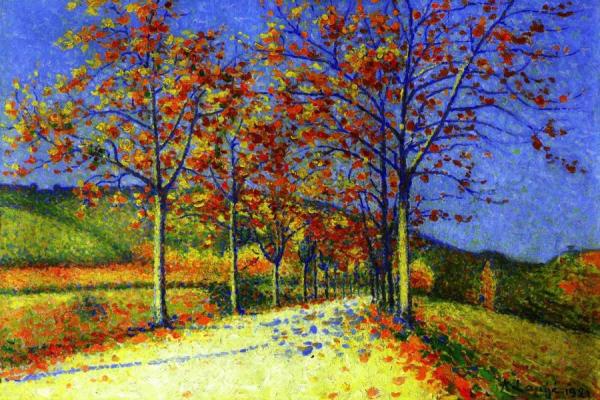 A Road With Flowering Almond Trees by Achille Lauge