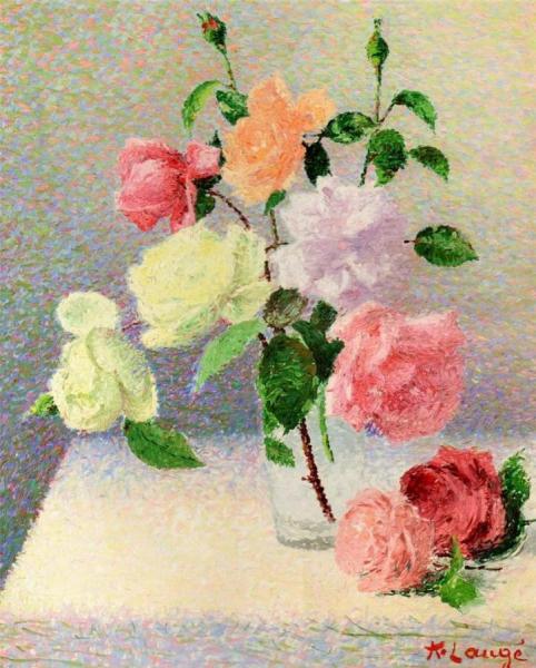 Bouquet De Roses Dans Un Verre by Achille Lauge