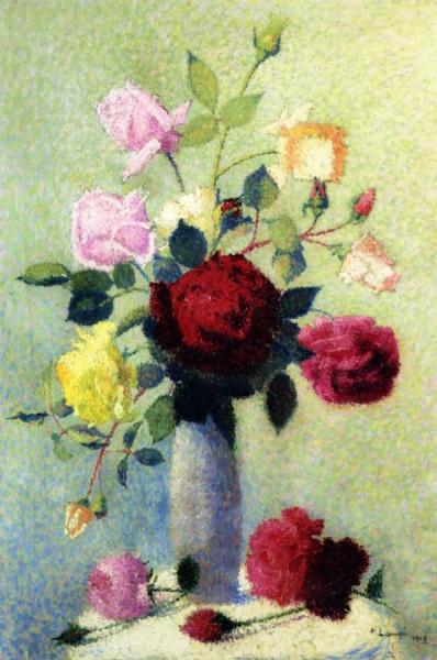 Vase Of Roses by Achille Lauge