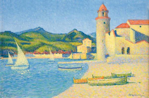Voiles Blanches A Collioure(1928) by Achille Lauge