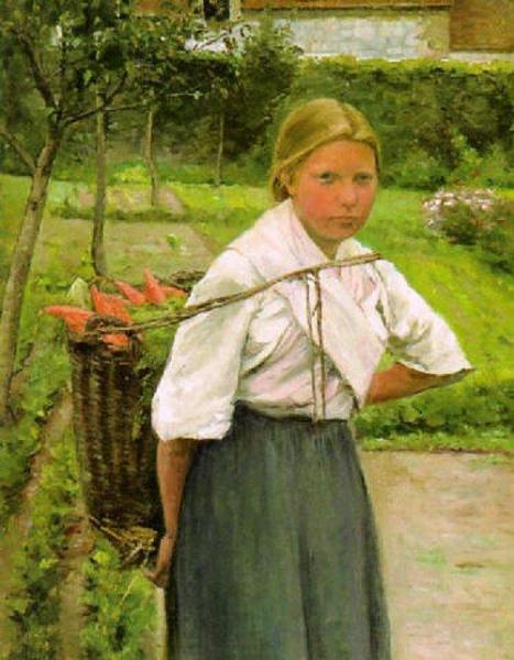 Girl With A Basket Of Vegetables by Ada Thilén Oil Painting Reproductions
