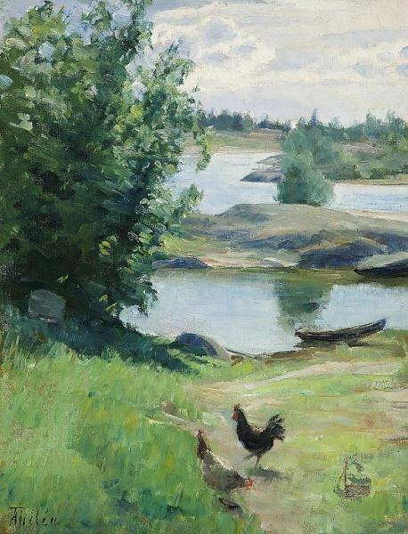 Rooster And Chicken by Ada Thilén Oil Painting Reproductions