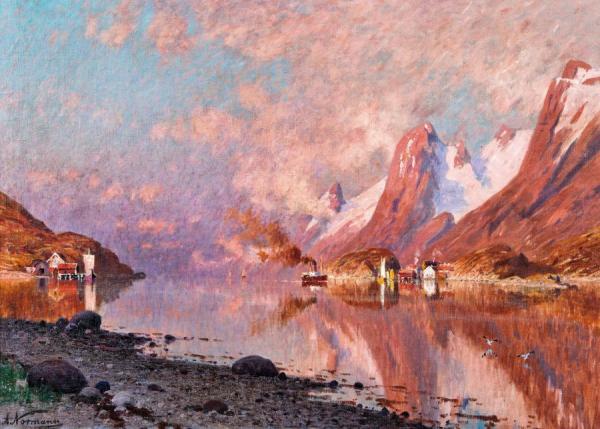 Northern Norway, Midnight Sun by Adelsteen Normann Oil Painting Reproductions