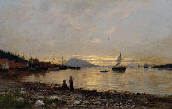 Sunset By A Rocky Shore by Adelsteen Normann