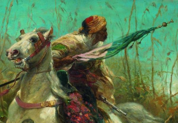 In Pursuit (detail) by Adolf Christian Schreyer Oil Painting Reproductions