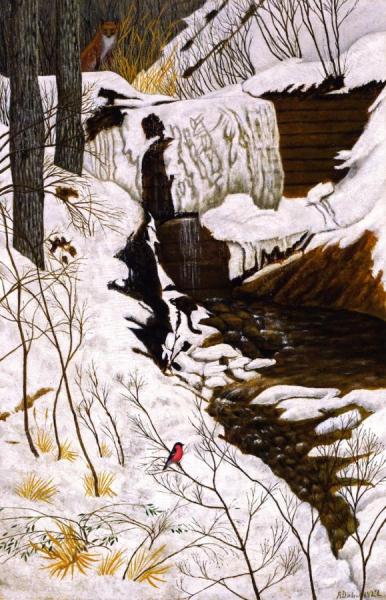 A Waterfall In Winter by Adolf Dietrich Oil Painting Reproductions