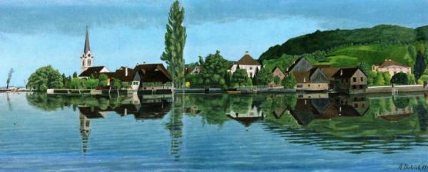 Berlingen Viewed From The Lake by Adolf Dietrich Oil Painting Reproductions