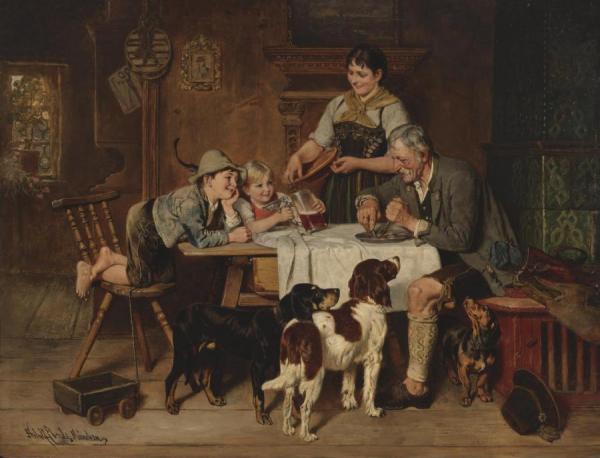 Papa's Dinner by Adolf Eberle Oil Painting Reproductions