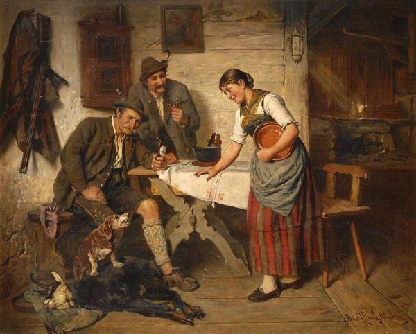Adolf Eberle Two Hunters Smoking