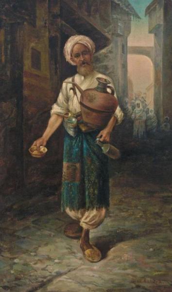Arab Waterseller In The Medina (arabischer Wasserverkäufer In Der Medina) by Adolf Kaufmann