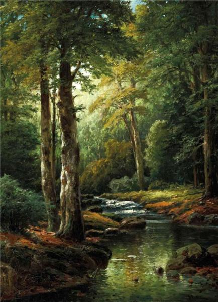 The Forest Stream by Adolf Kaufmann