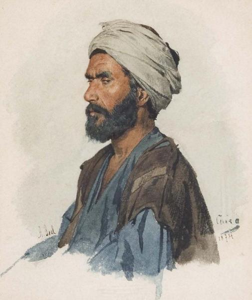 Portrait Of A Turbaned Man by Adolf Seel