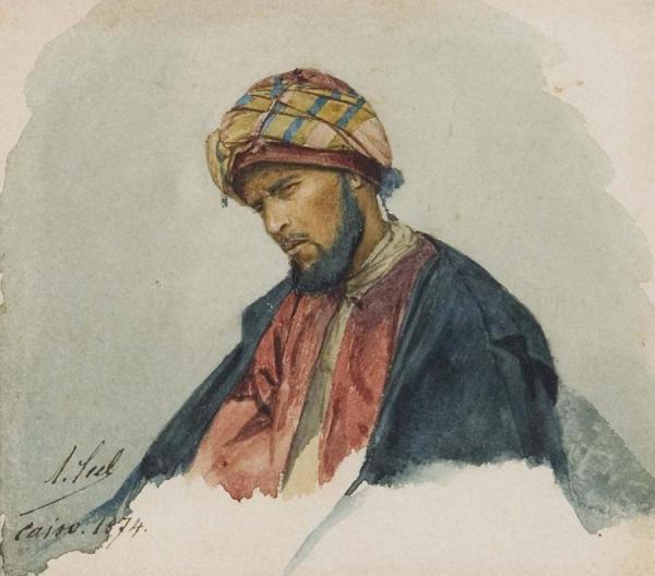 Portrait Of A Turbaned Man by Adolf Seel Oil Painting Reproductions