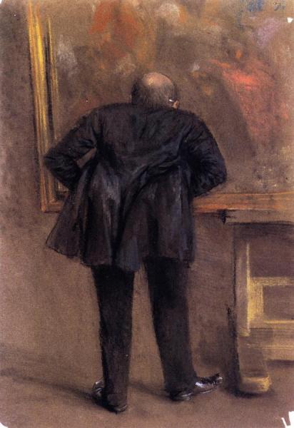 Art Lover In Front Of The Flute Concert By Manzel by Adolph Von Menzel