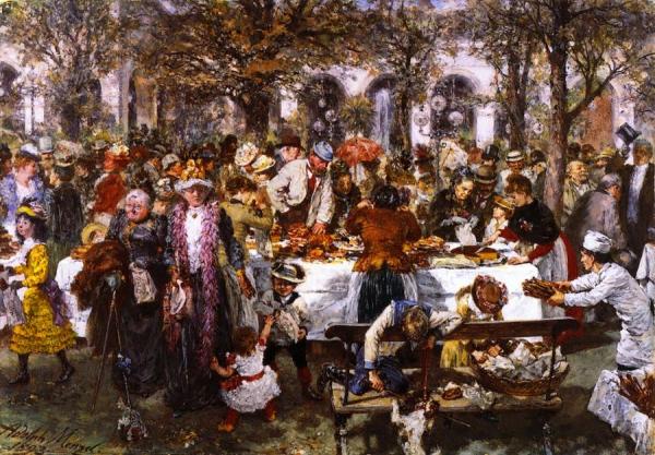Breakfast Buffet Given By A High-class Bakery In Kissingen by Adolph Von Menzel