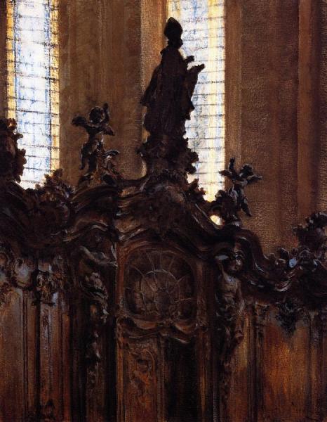 Choirstalls In Mainz Cathedral by Adolph Von Menzel