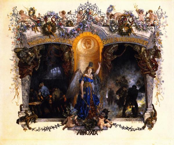 Diploma For The Fiftieth Anniversary Of The Heckmann Factory by Adolph Von Menzel