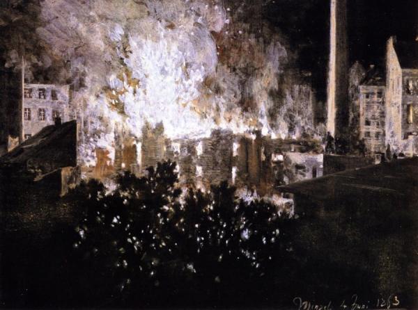 Factory On Fire by Adolph Von Menzel