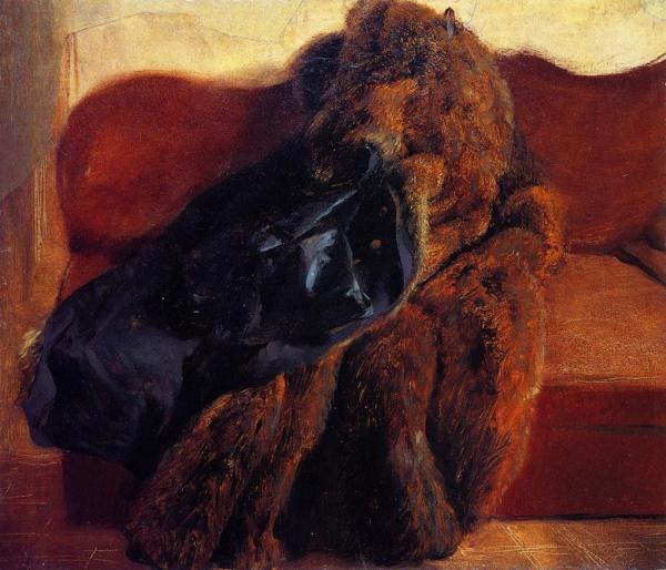 Fur Coat On A Sofa by Adolph Von Menzel Oil Painting Reproductions
