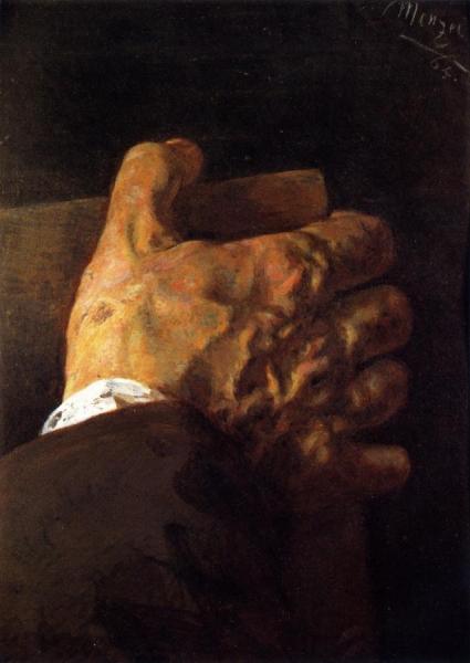 Hand Holding A Book by Adolph Von Menzel