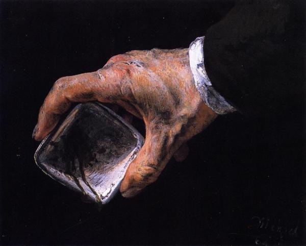 Hand Holding A Paint Dish by Adolph Von Menzel