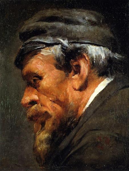 Head Of A Worker Wearing A Cap by Adolph Von Menzel