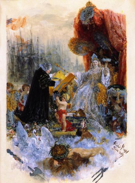 Honorary Citizen's Diploma From Hamburg City Council To G.c. Schwabe by Adolph Von Menzel